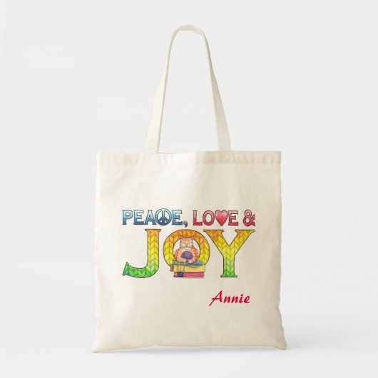Vrede, Liefde en Vreugde Gepersonaliseerd Boek Tote Bag (Voorkant)