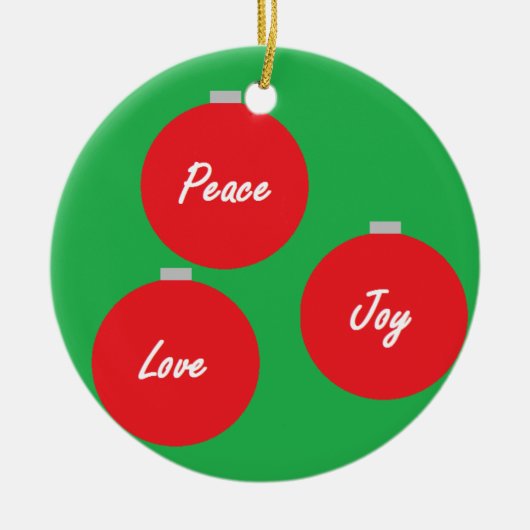 "Vrede, liefde en vreugde" Keramisch Ornament (Voorkant)