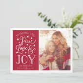 Vrede, liefde en vreugde | Kerstfotokaart Feestdagenkaart (Staand voorkant)