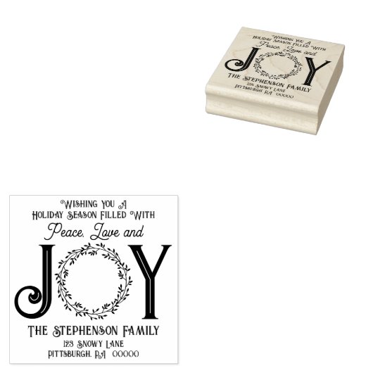 Vrede Liefde en Vreugde Kerstmis Terugkeeradres Rubberstempel (Gestempeld)