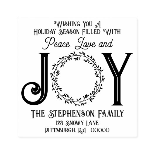 Vrede Liefde en Vreugde Kerstmis Terugkeeradres Rubberstempel (Afrduk)