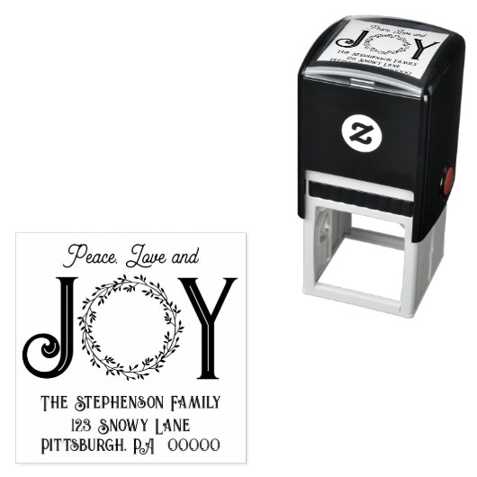 Vrede Liefde en Vreugde Kerstmis Terugkeeradres Zelfinktende Stempel (In situ)