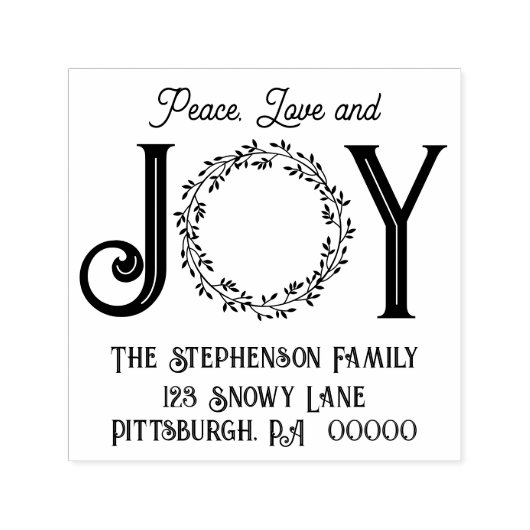 Vrede Liefde en Vreugde Kerstmis Terugkeeradres Zelfinktende Stempel (Design)