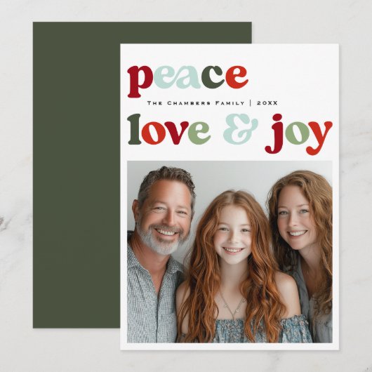 Vrede Liefde en vreugde Kerstvakantie Ontwerp Feestdagenkaart (Voorkant / Achterkant)