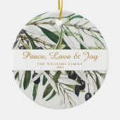Vrede Liefde en vreugde  Olijftak Keramisch Ornament (Voorkant)