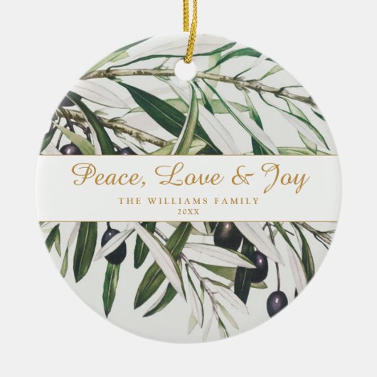 Vrede Liefde en vreugde  Olijftak Keramisch Ornament (Voorkant)