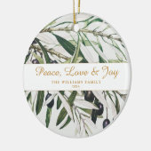 Vrede Liefde en vreugde  Olijftak Keramisch Ornament (Links)