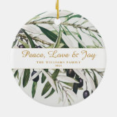 Vrede Liefde en vreugde  Olijftak Keramisch Ornament (Achterkant)