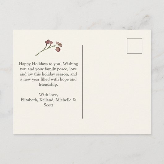 Vrede Liefde en vreugde Rode bessen Groen Feestdagenkaart (Achterkant)