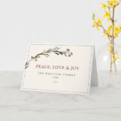 Vrede Liefde en vreugde Rode bessen Groen Gevouwen Kaart (Gele Bloem)