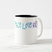 Vrede, liefde en vreugde tweekleurige koffiemok (Voorkant rechts)