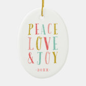 Vrede Liefde en Vreugde Vakantie Foto Ornament (Voorkant)