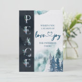 VREDE Liefde en Vreugde Winter Bos Kerstmis Feestdagenkaart (Staand voorkant)