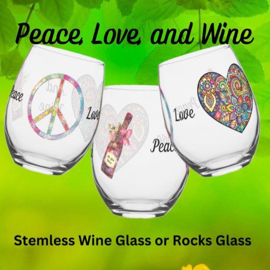 Vrede, Liefde en Wijn - Rocks of Glass Wijnglas Zonder Voet