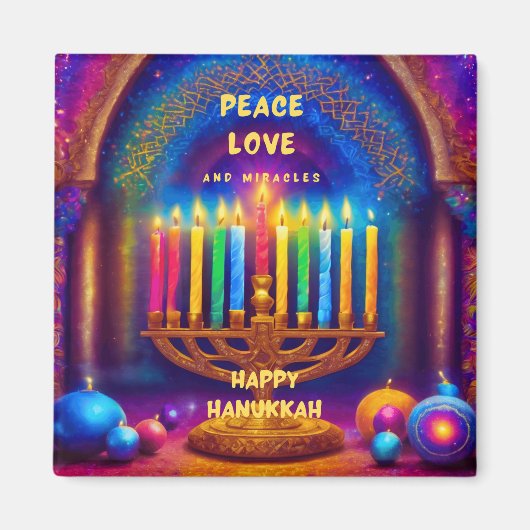 Vrede, Liefde en Wonderen - Chanoeka Magneet (Voorkant)