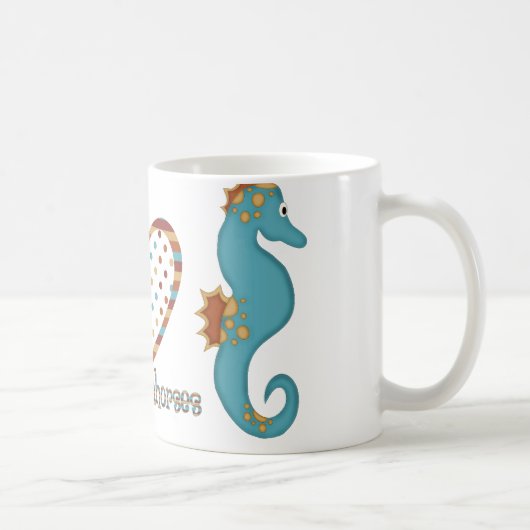 Vrede, liefde en zeepaardjes koffiemok (Rechts)