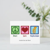 Vrede Liefde Euphonium Schattigee Aangepaste Kerst Briefkaart (Staand voorkant)