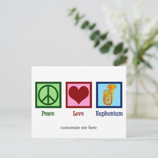 Vrede Liefde Euphonium Schattigee Aangepaste Kerst Briefkaart (Staand voorkant)