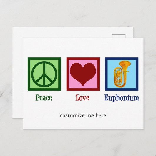 Vrede Liefde Euphonium Schattigee Aangepaste Kerst Briefkaart (Voorkant / Achterkant)