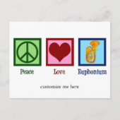 Vrede Liefde Euphonium Schattigee Aangepaste Kerst Briefkaart (Voorkant)