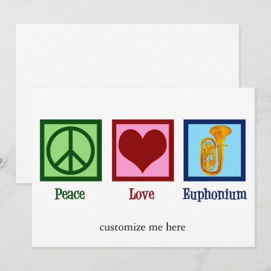 Vrede Liefde Euphonium Schattigee Aangepaste Kerst Feestdagenkaart (Voorkant / Achterkant)