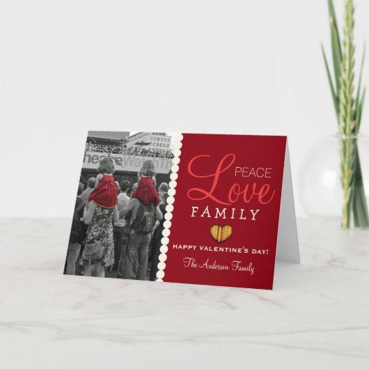 Vrede Liefde Familie Valentijnsdag Kaart (Voorkant)
