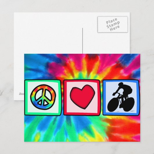 Vrede, liefde, fietsen briefkaart (Voorkant / Achterkant)