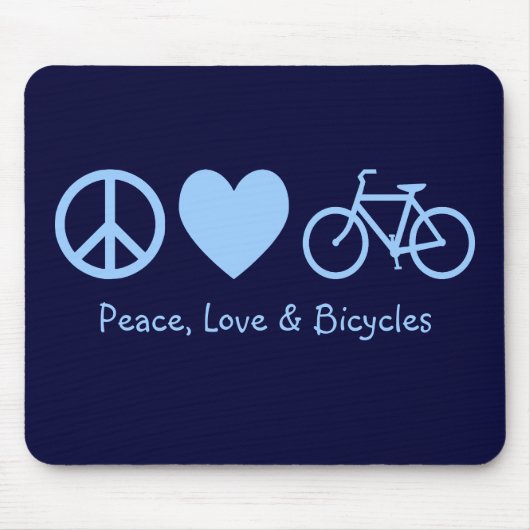 Vrede, Liefde & Fietsen Mousepad Muismat (Voorkant)