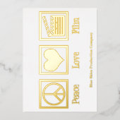 Vrede Liefde Filmproductie Bedrijfsdirecteur Goud Folie Feestdagenkaart (Voorkant)