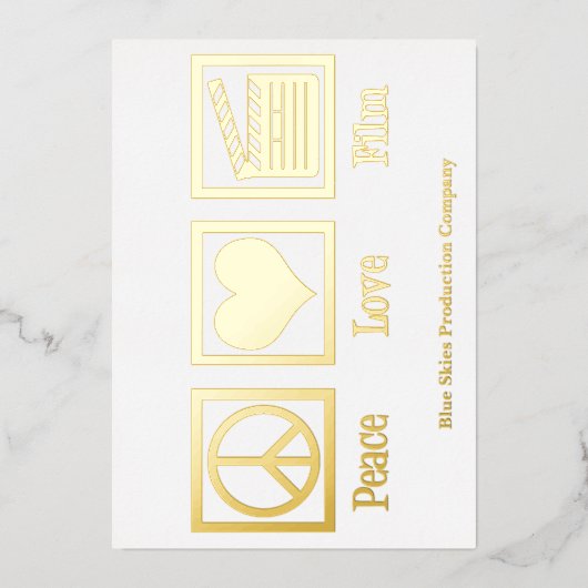 Vrede Liefde Filmproductie Bedrijfsdirecteur Goud Folie Feestdagenkaart (Voorkant)