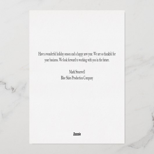 Vrede Liefde Filmproductie Bedrijfsdirecteur Goud Folie Feestdagenkaart (Achterkant)