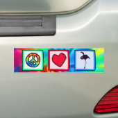 Vrede, liefde, Flamingos Bumpersticker (Op auto)