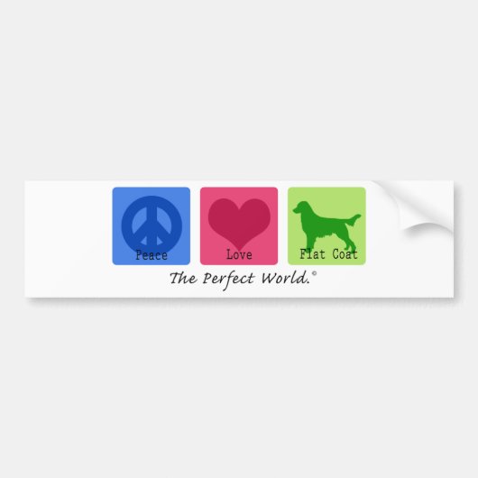 Vrede Liefde Flat Coat Retriever Bumpersticker (Voorkant)