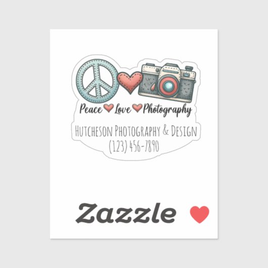 Vrede Liefde Fotografie Fotograaf Camera Gift Sticker (Vel)