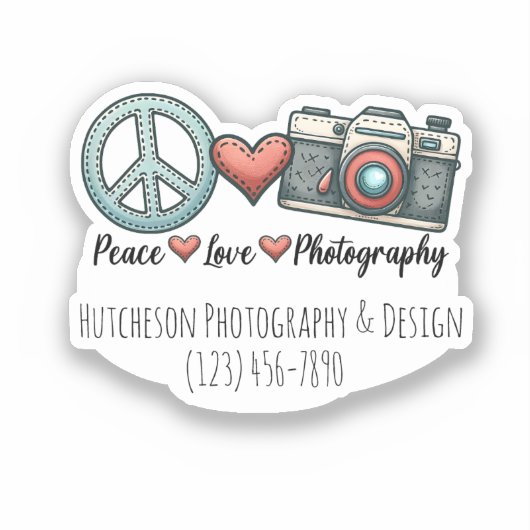 Vrede Liefde Fotografie Fotograaf Camera Gift Sticker (Voorkant)