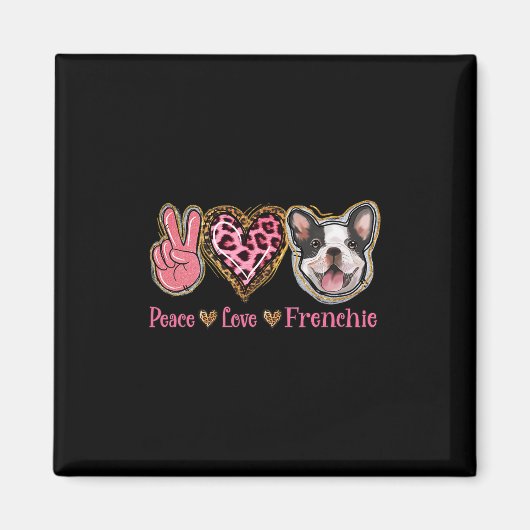 Vrede Liefde Franse Fun Hond Moeder Moederdag Magneet (Voorkant)