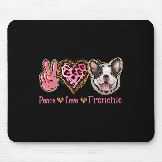 Vrede Liefde Franse Fun Hond Moeder Moederdag  Muismat (Voorkant)