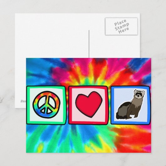 Vrede, liefde, fretten briefkaart (Voorkant / Achterkant)