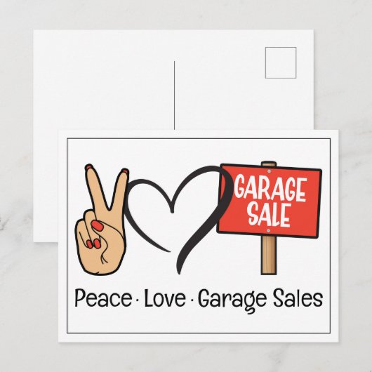 Vrede, Liefde, Garage Sales Briefkaart (Voorkant / Achterkant)
