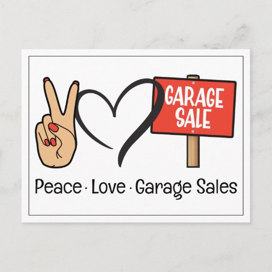 Vrede, Liefde, Garageverkoop Postkaart (Voorkant)