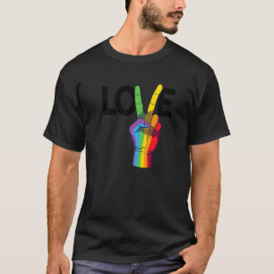 Vrede Liefde Gay Rainbow Pride LGBTQ Transgender D T-shirt