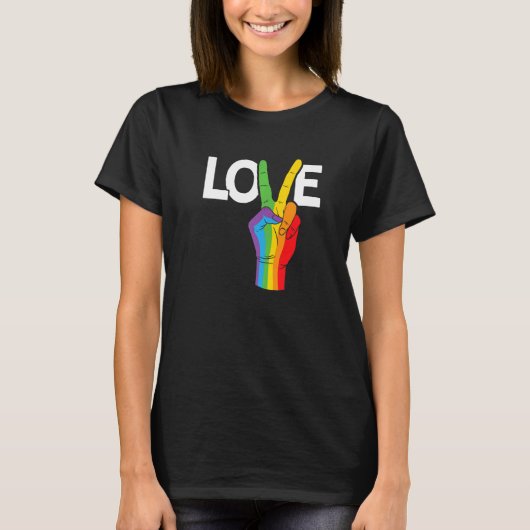 Vrede Liefde Gay Rainbow Pride LGBTQ Transgender D T-shirt (Voorkant)