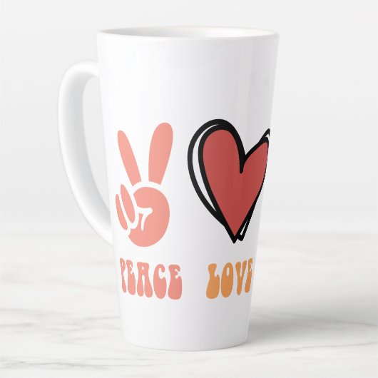 Vrede, liefde, gehaakte latte Mok (Linkerhoek)