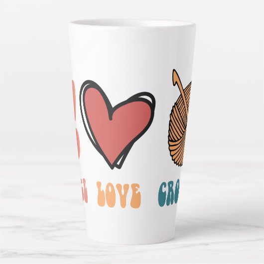Vrede, liefde, gehaakte latte Mok (Voorkant)