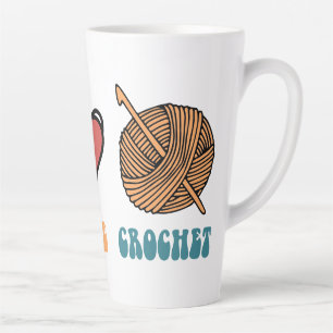 Vrede, liefde, gehaakte latte Mok
