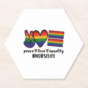 Vrede Liefde Gelijkheid Verpleegster LGBT Kartonnen Onderzetters