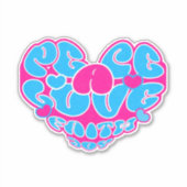 Vrede Liefde Geloof Joy Aqua Roze Hart Retro Stick Sticker (Voorkant)