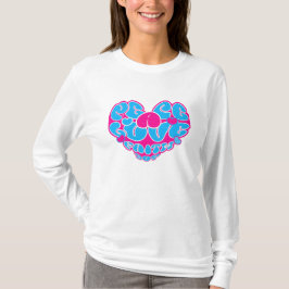 Vrede Liefde Geloof Joy Aqua Roze Hart Retro T-shirt