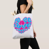 Vrede Liefde Geloof Joy Aqua Roze Hart Retro Tas (Dichtbij)