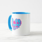 Vrede Liefde Geloof Vreugde Aqua Roze Hart Retro M Mok (Voorkant links)